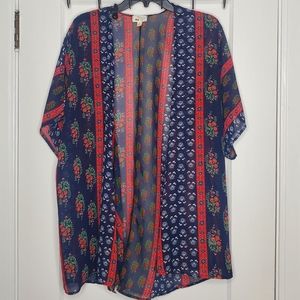 Beautiful Navy and Red Sheer Cover Up